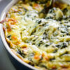 close up of cheesy spinach dip