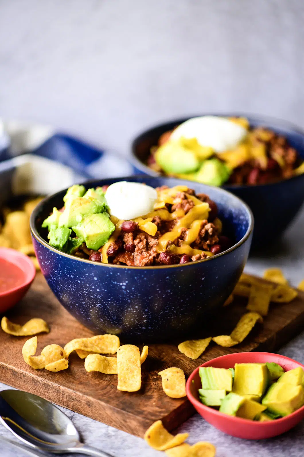 Side shot of texas frito pie