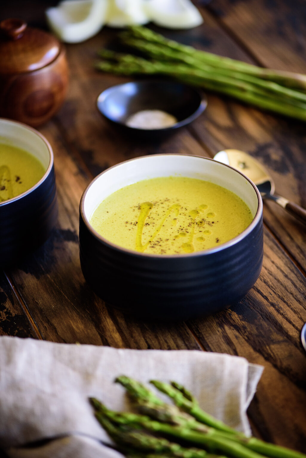 black truffled cream of asparagus soup
