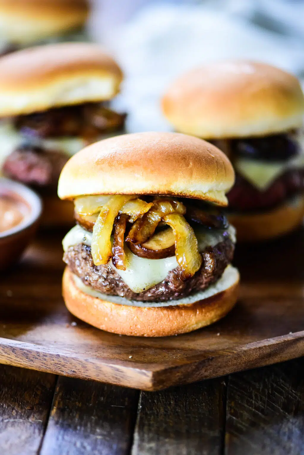 trio mushroom and swiss sliders 