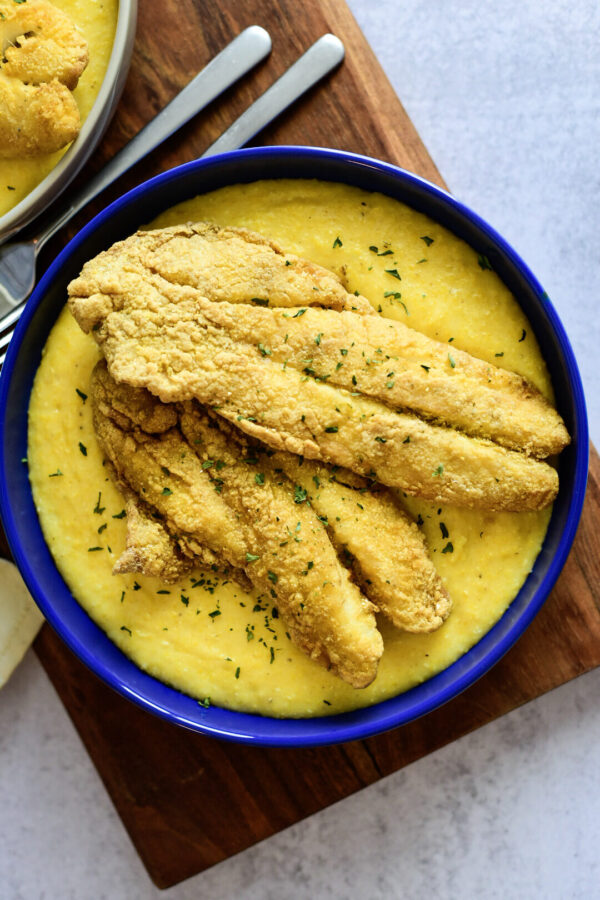 Cajun Fried Fish and Cheese Grits Dude That Cookz