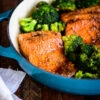 honey balsamic steelhead trout with roasted broccoli