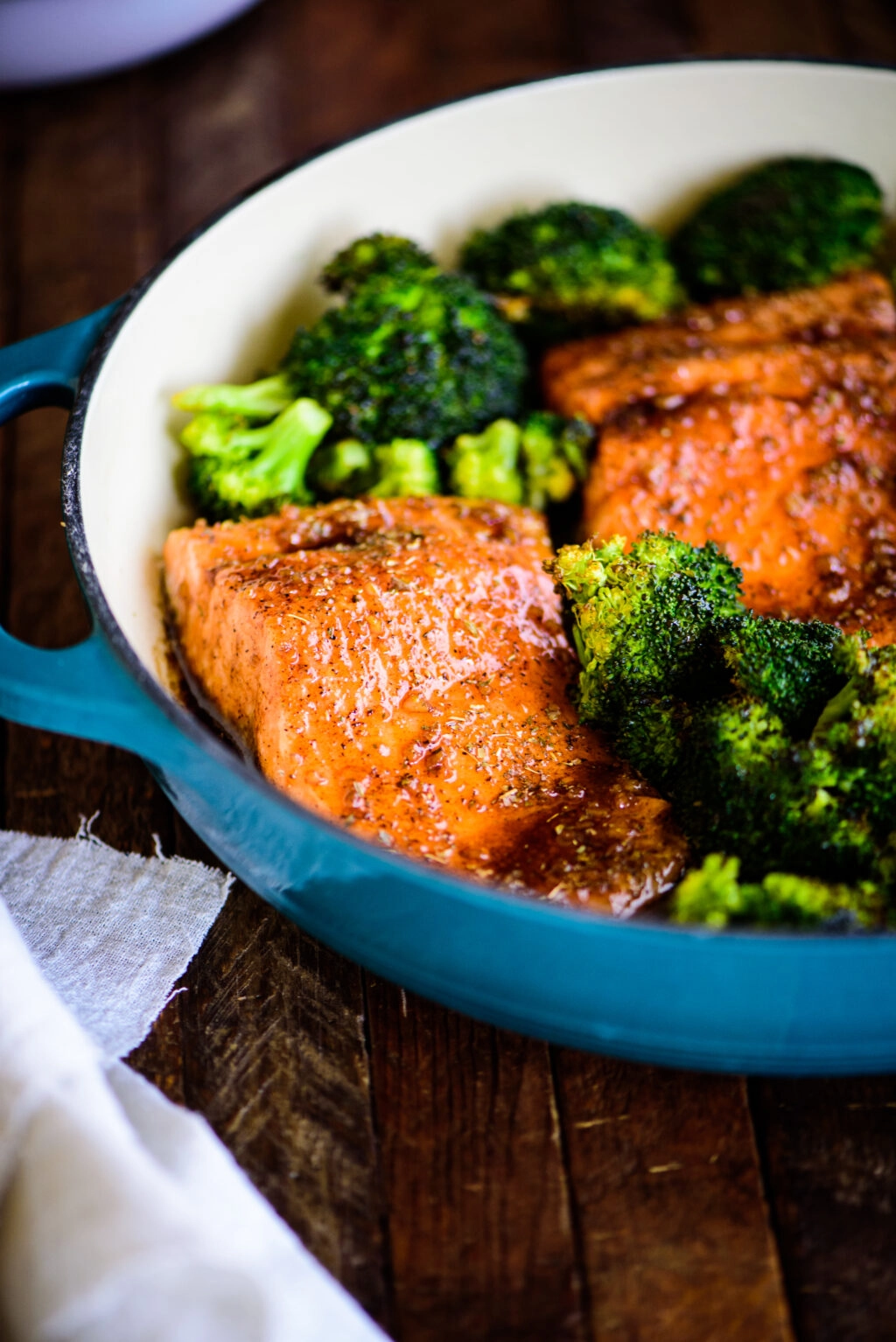 honey balsamic steelhead trout with roasted broccoli