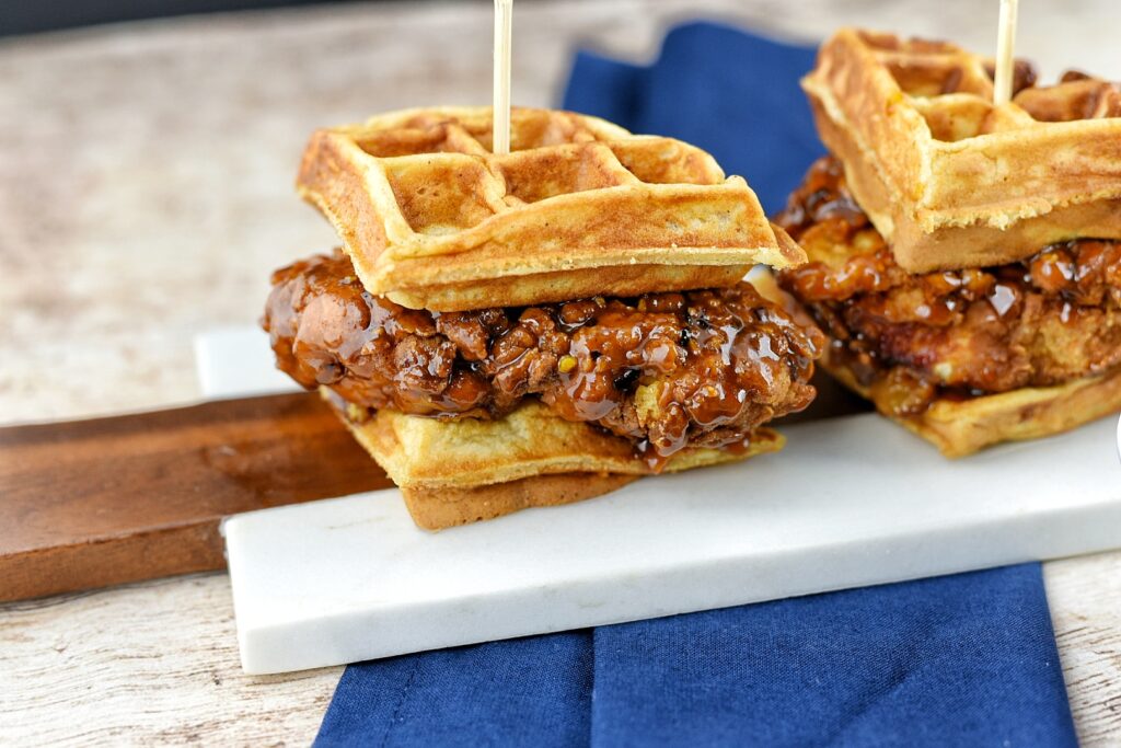 Sweet & Sticky Chicken Waffle Sliders