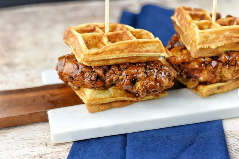 Sweet & Sticky Chicken Waffle Sliders