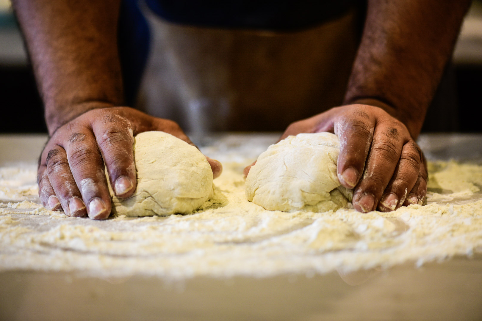 Forming the dough for the calzone pizza