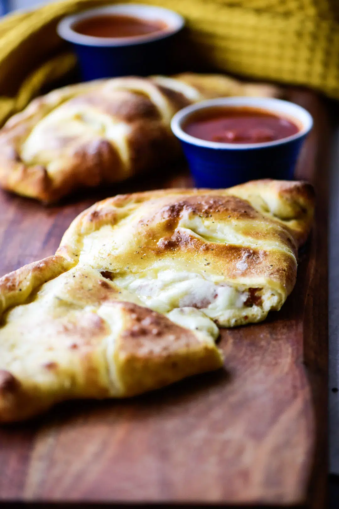 Turkey Pepperoni Calzone cut open