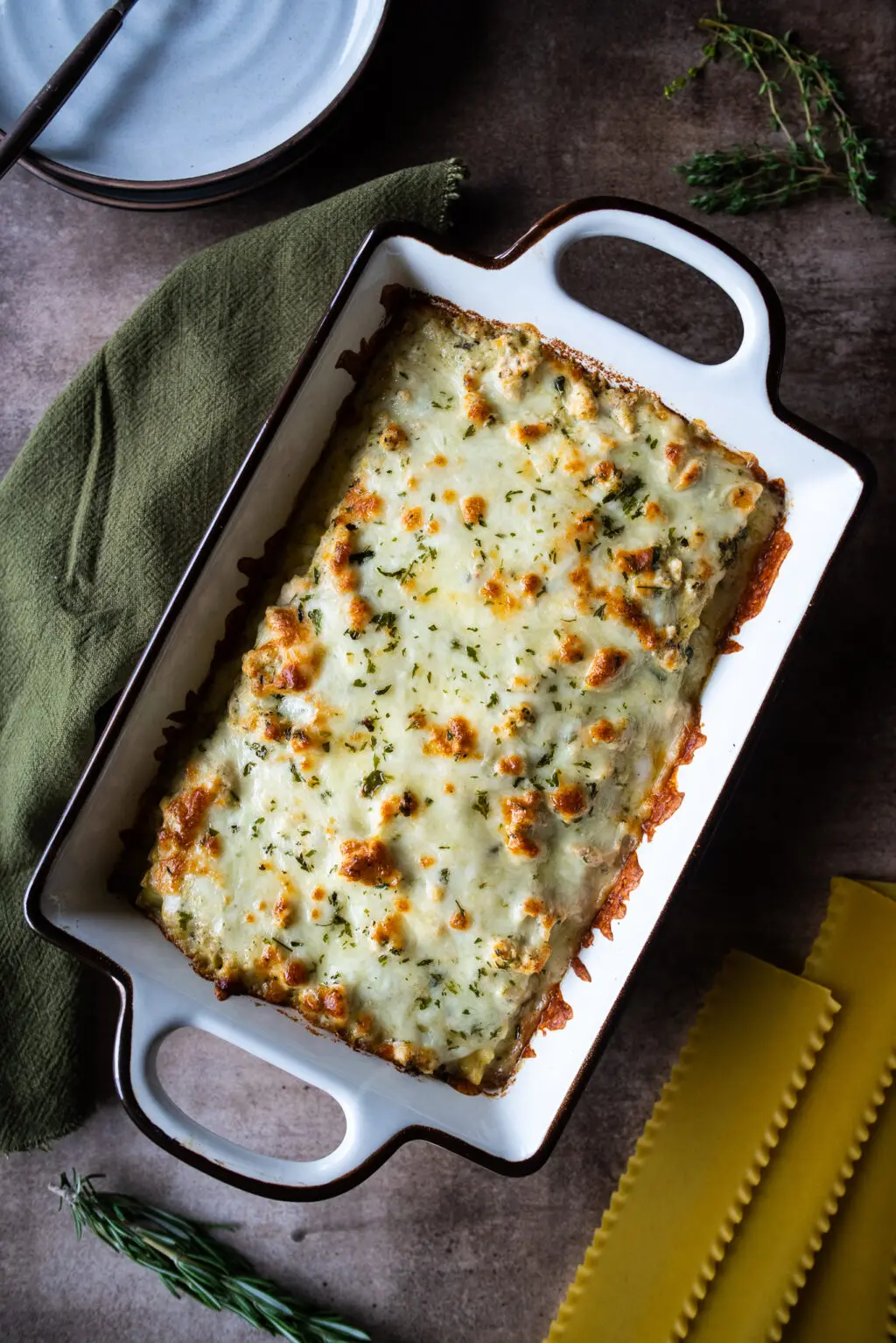 overhead shot of lasagna rolls