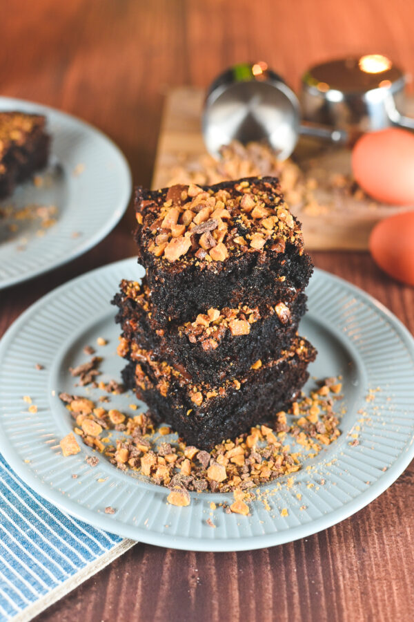 Double Dark Chocolate Toffee Brownies Dude That Cookz