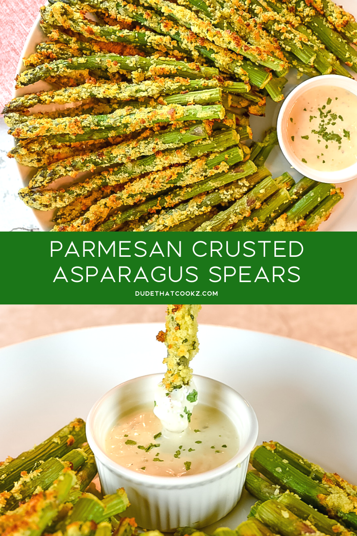 Baked Parmesan Crusted Asparagus Spears covered in the flavors you get from the Parmesan cheese and crunchy texture from the panko breadcrumbs can not only make dinner time interesting, but it can actually be a great game day snack as well. #asparagus #baked #springvegetables #vegetables #parmesan #parmesancrusted #veggies #asparagusspears #lowcarb #lowcarbrecipes