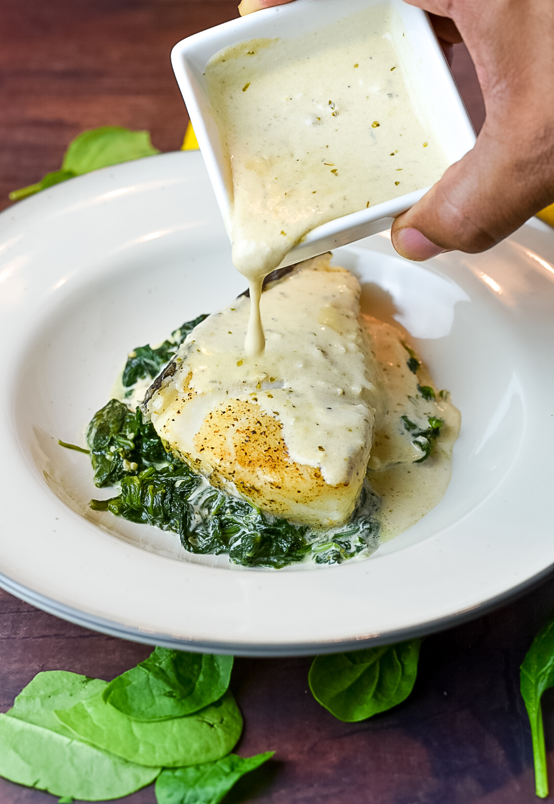 Foil Baked Chilean Sea Bass with Lemon Parmesan Cream Sauce