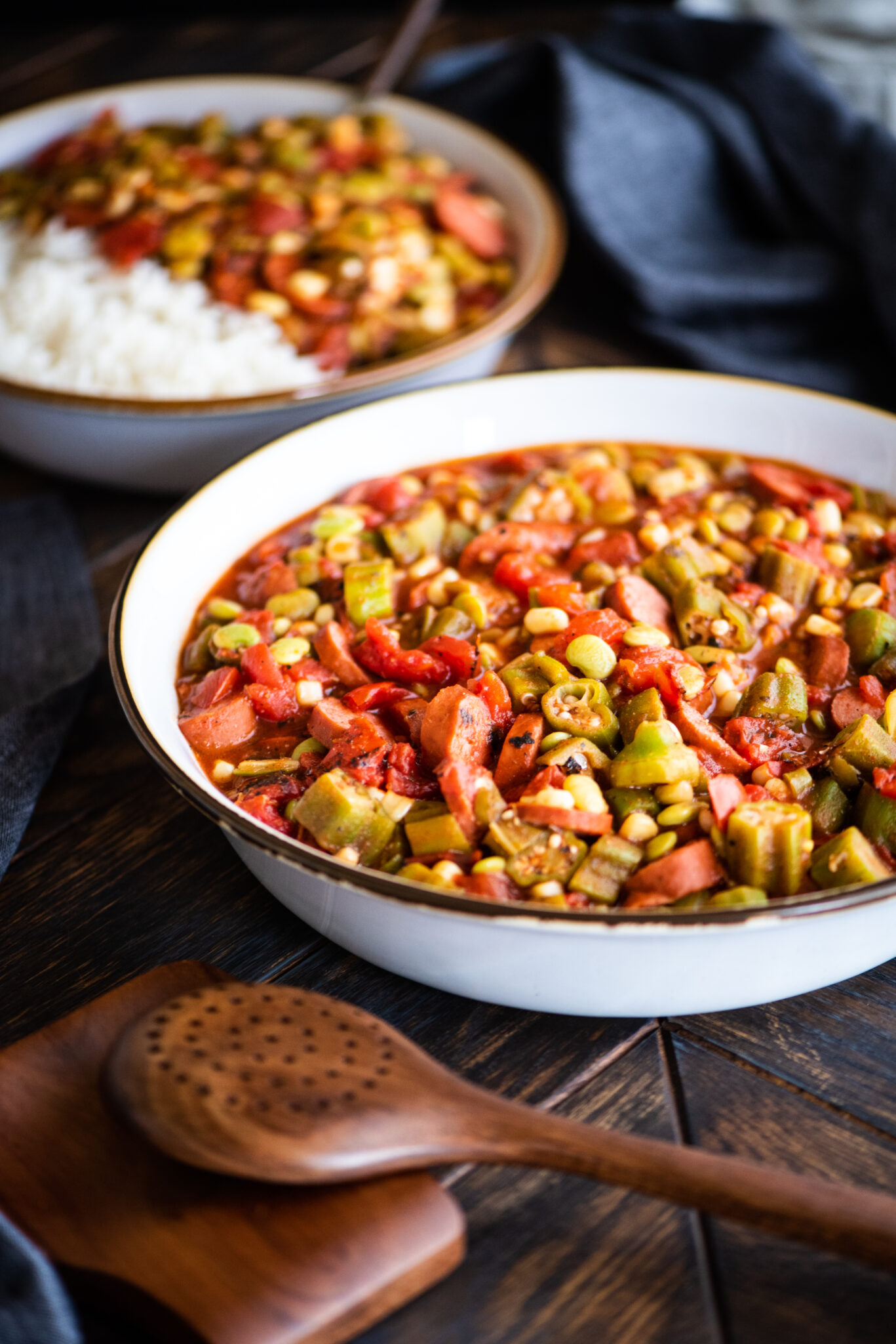 Stewed Okra & Tomatoes with Chicken Sausage