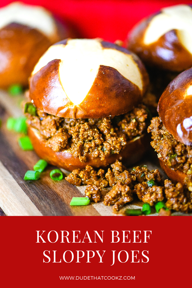 Korean cuisine is comprised of mostly spicy, savory, sour, simple, and satisfying dishes with flavors that makes creating my Korean Beef Sloppy Joe a lot of fun! #korean #asian #asianflavors #koreanflavors #sloppyjoe #sloppyjoes #manwich #sanwichrecipes #easylunchideas #easylunchrecipes #dinnerrecipes #pretzelbuns #koreansloppyjoes #beef #groundbeef