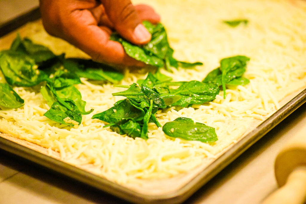 Roasted Garlic and Spinach Parmesan Pizza