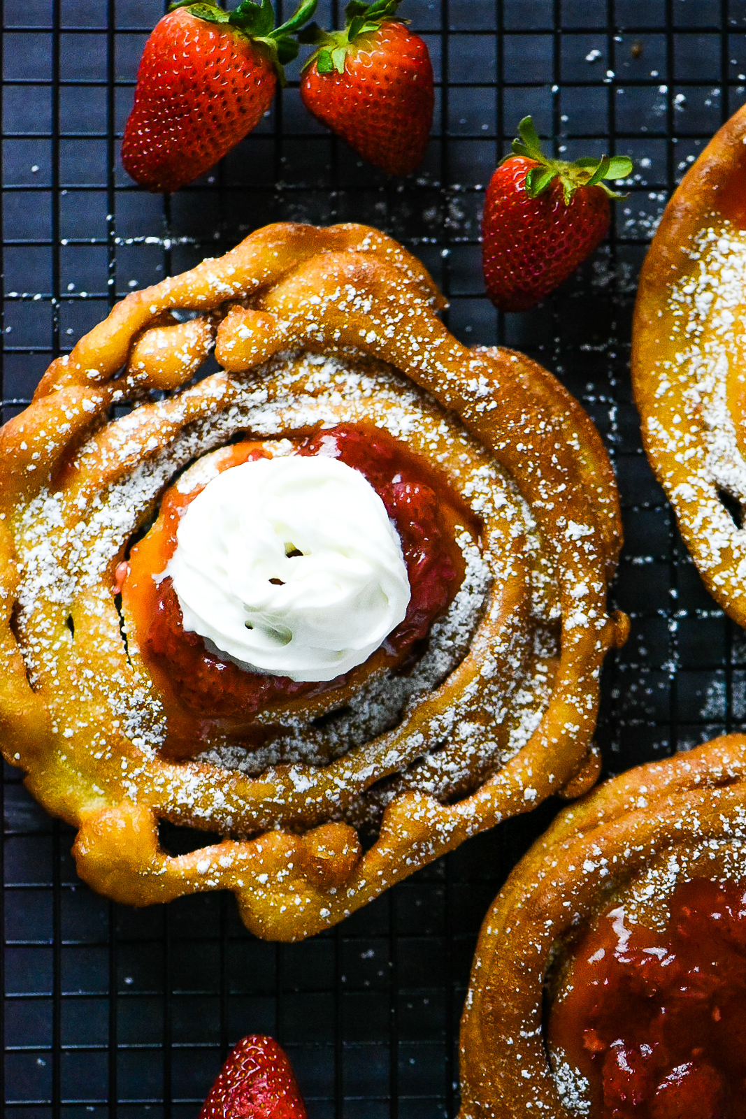 Funnel Cake with Homemade Strawberry Sauce | Dude That Cookz