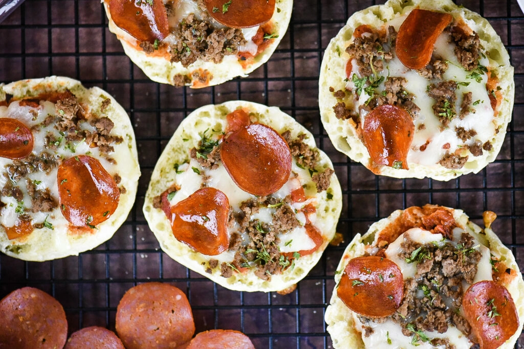 Turkey Pepperoni & Hamburger English Muffin Pizzas