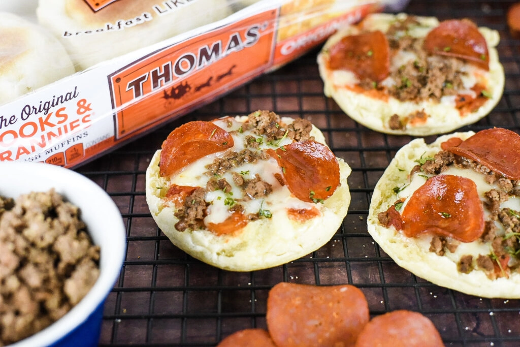 Turkey Pepperoni & Hamburger English Muffin Pizzas