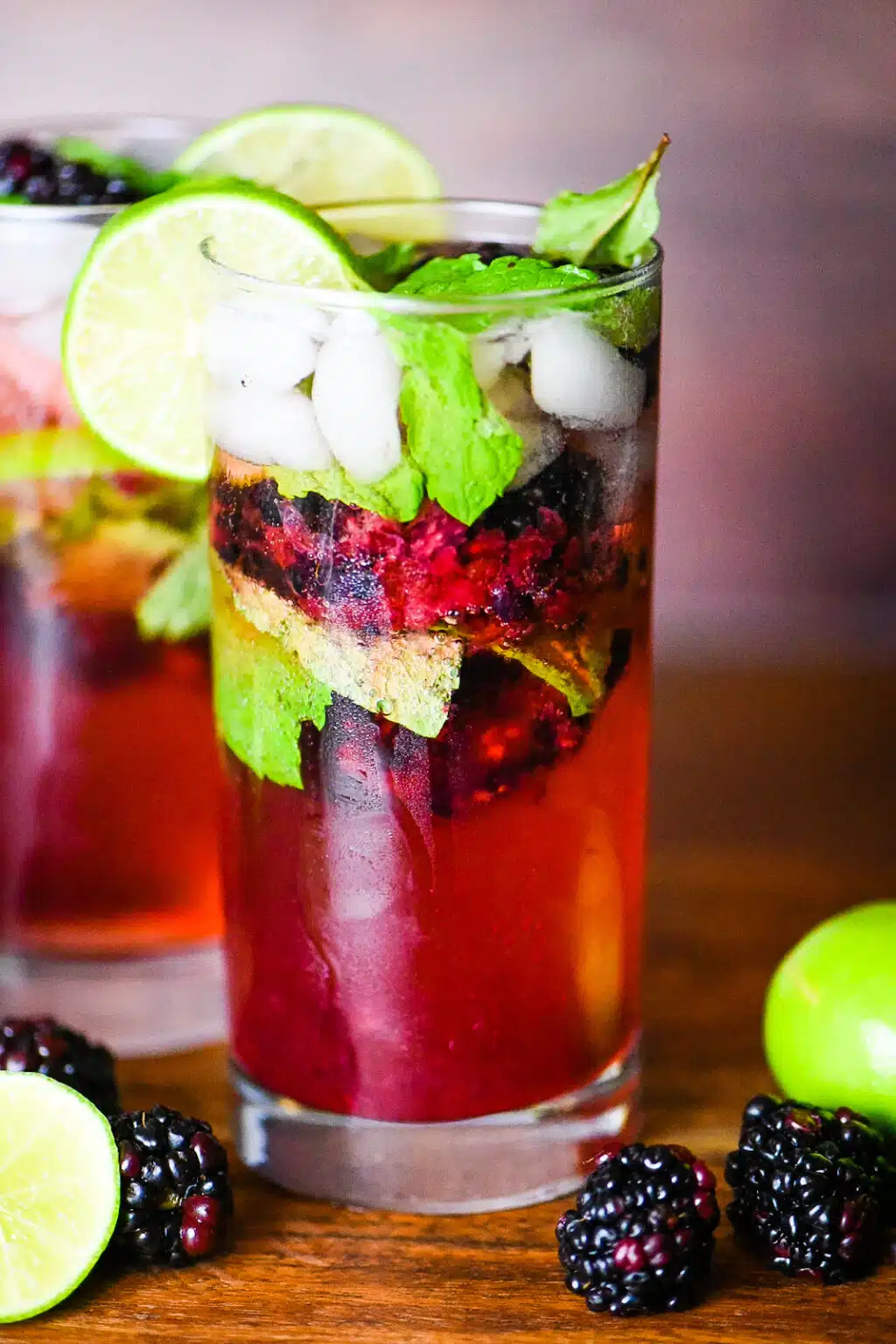 blackberry mojito in a tall glass