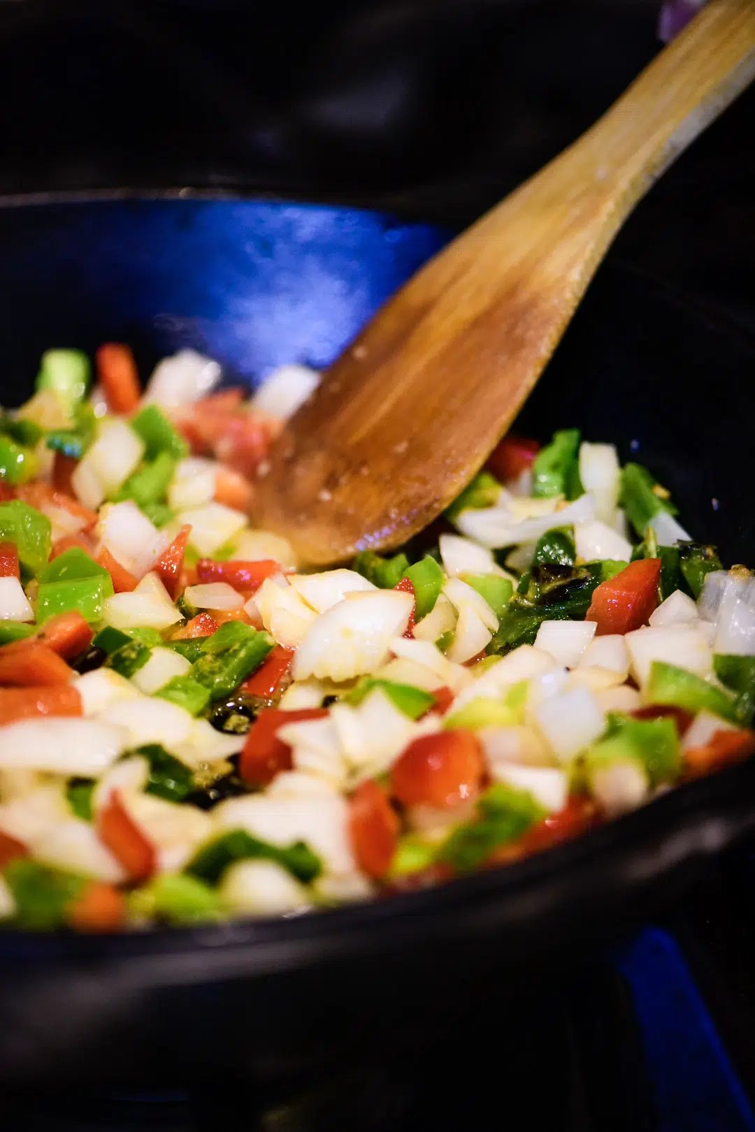 Sauteing vegetables in cast iron skillet