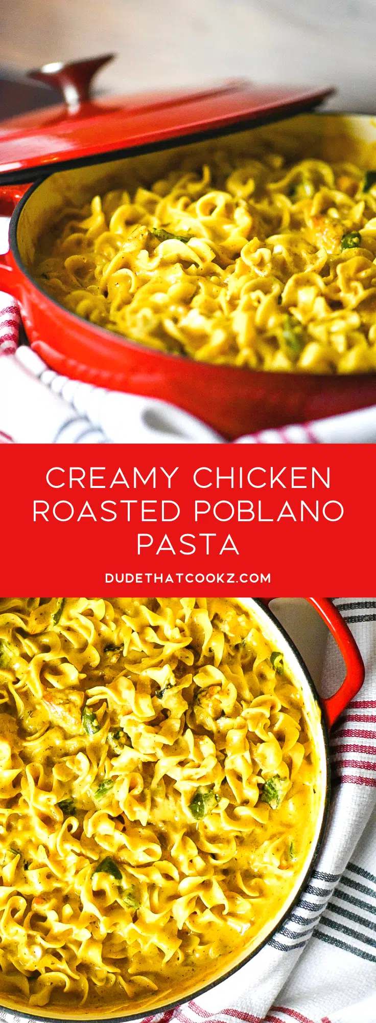 Creamy Chicken Roasted Poblano Pasta