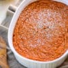 carrot souffle sprinkled with powdered sugar