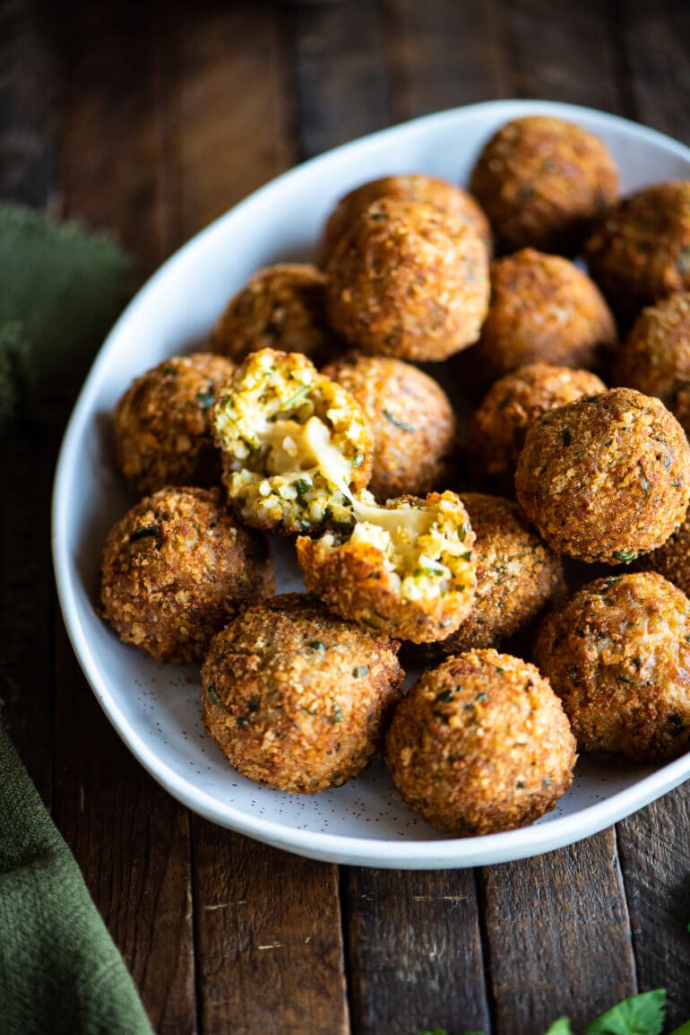 arancini balls stuffed with smoked mozzarella