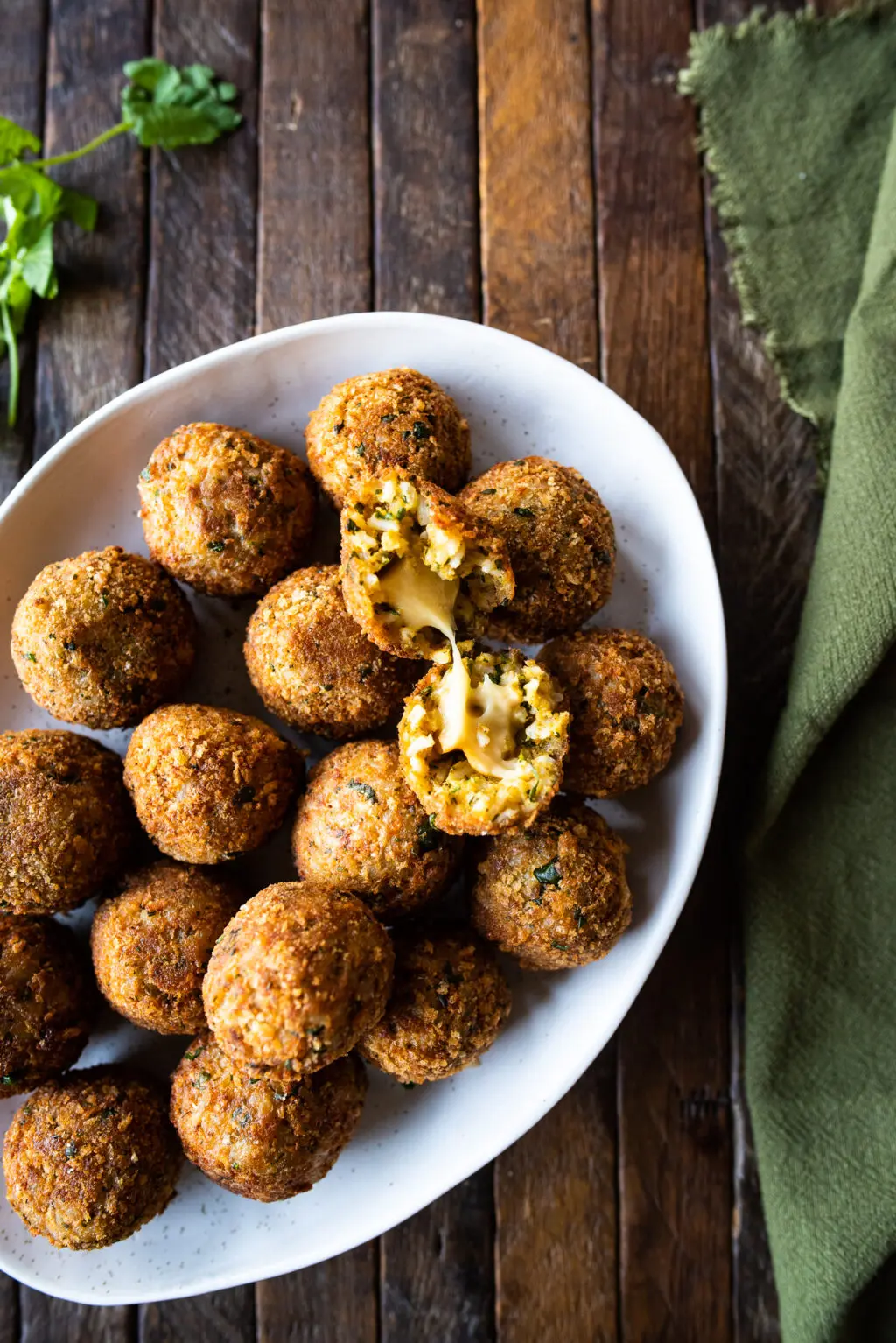 overhead shot of arancini balls