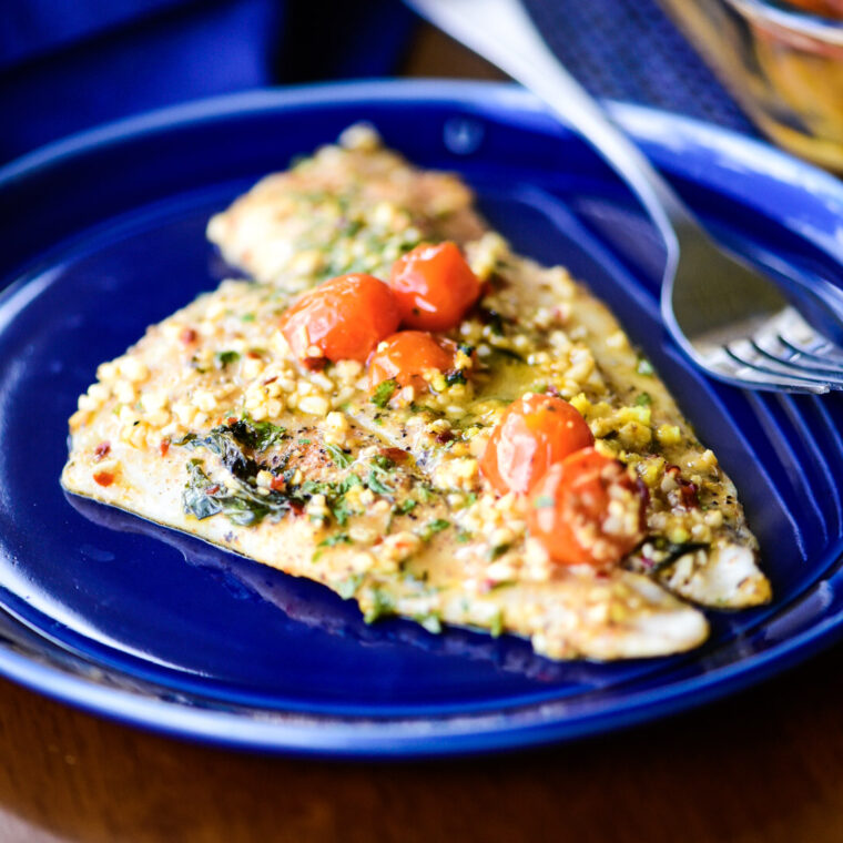 Baked Flounder with Tomatoes and Basil Dude That Cookz