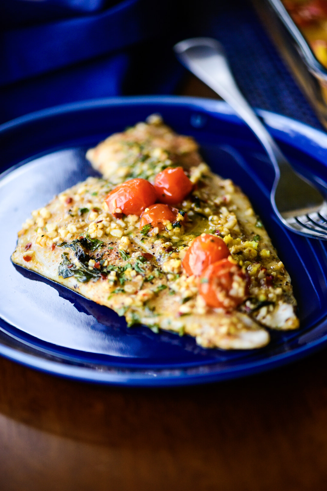 Baked Flounder with Tomatoes and Basil