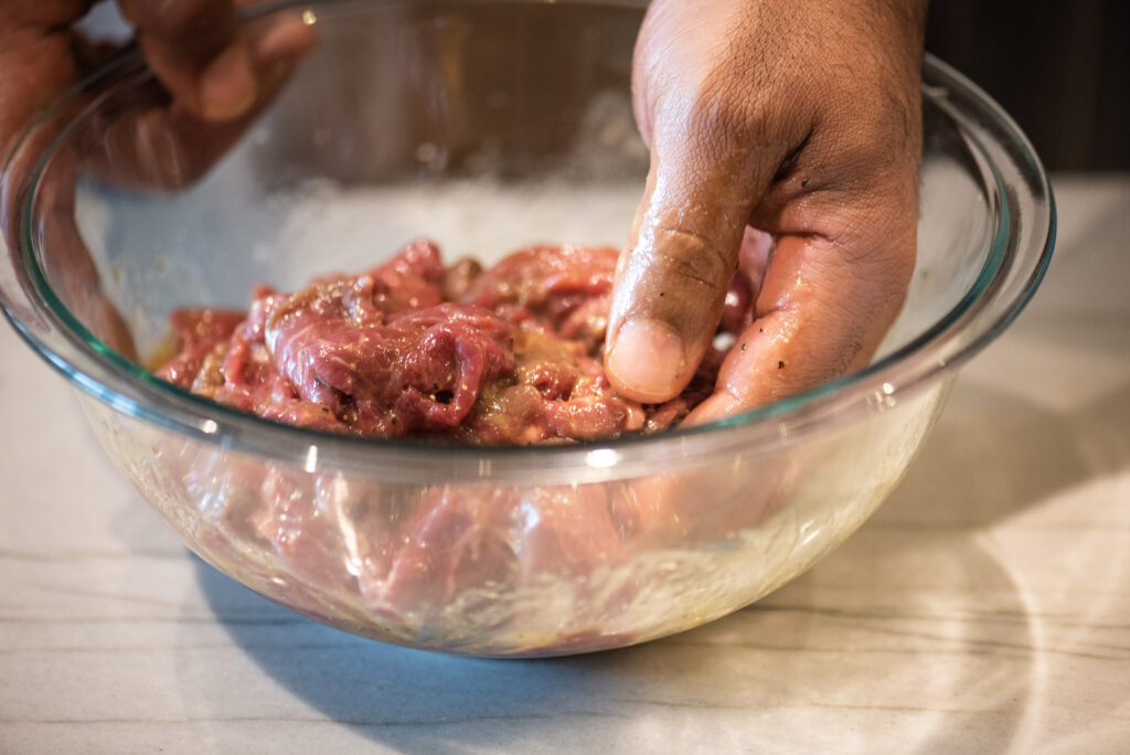 Making the beef marinade