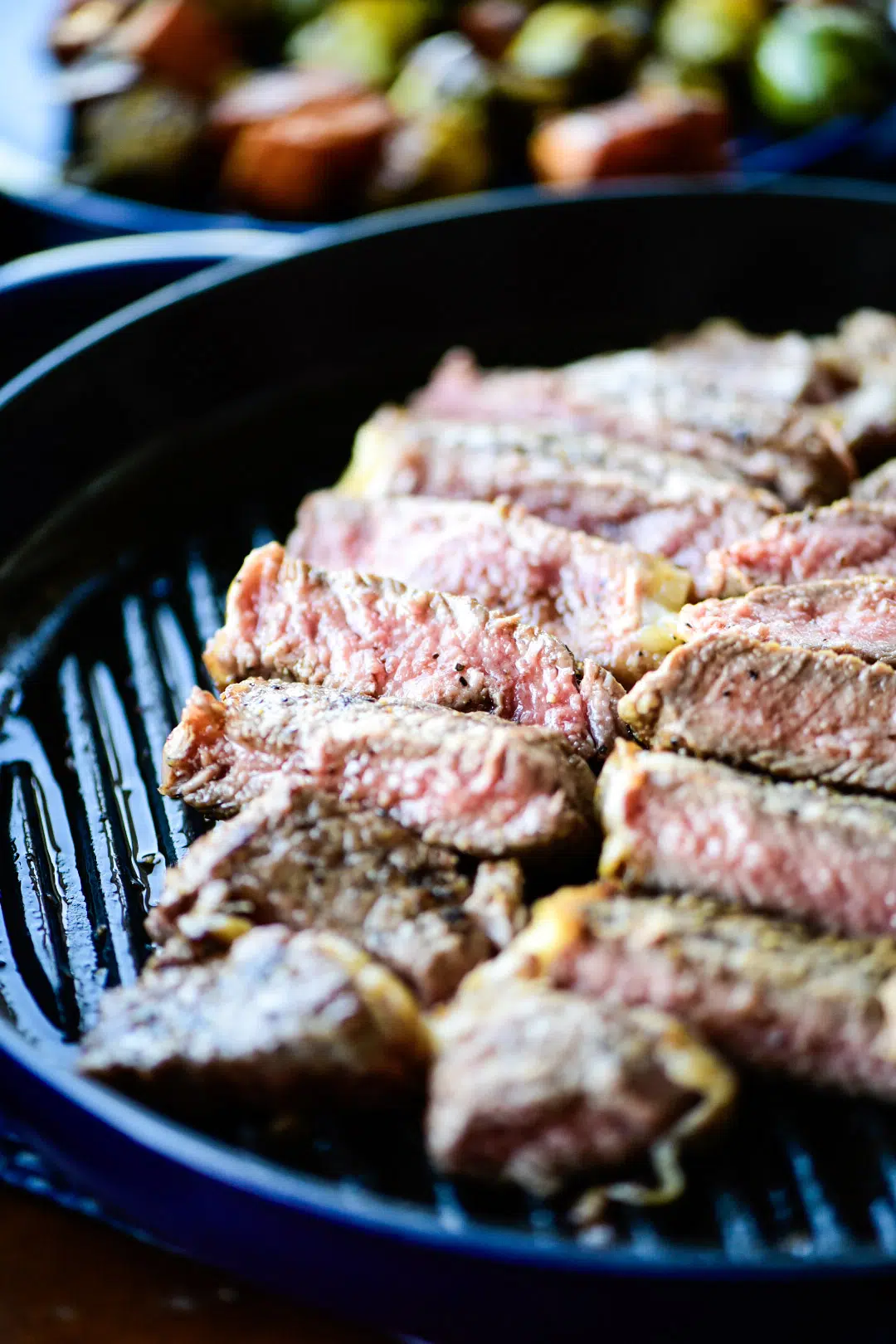 Sliced new york strip loin