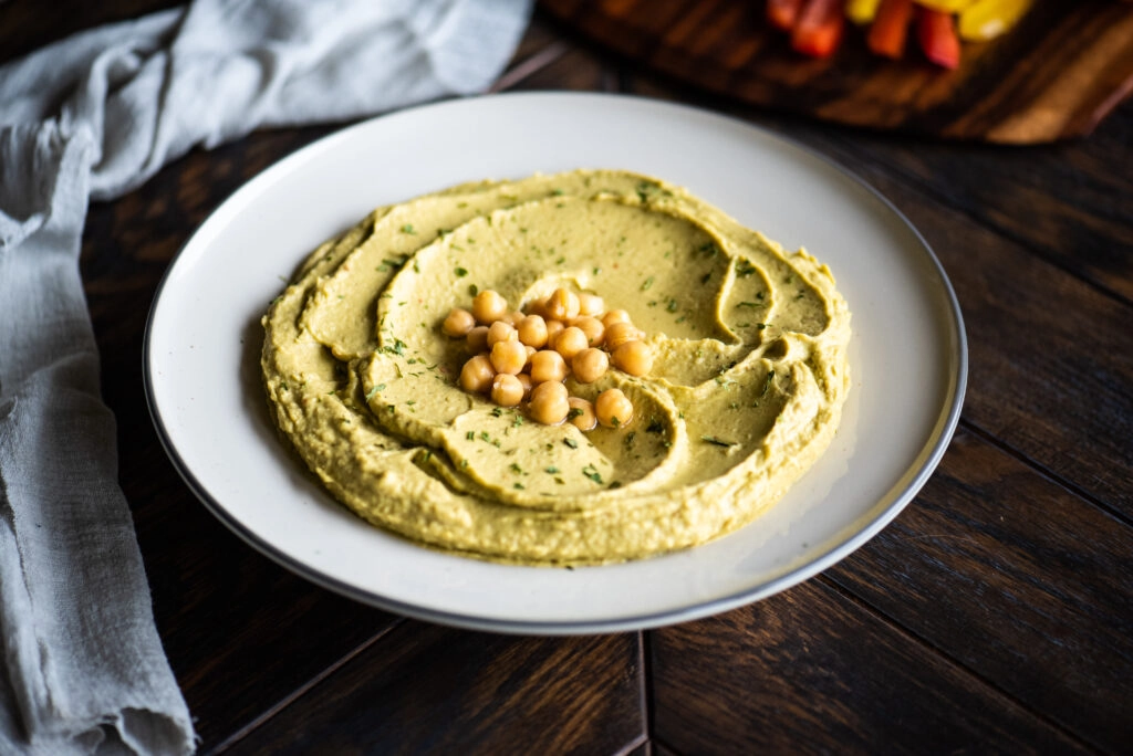 Avocado hummus in a large bowl