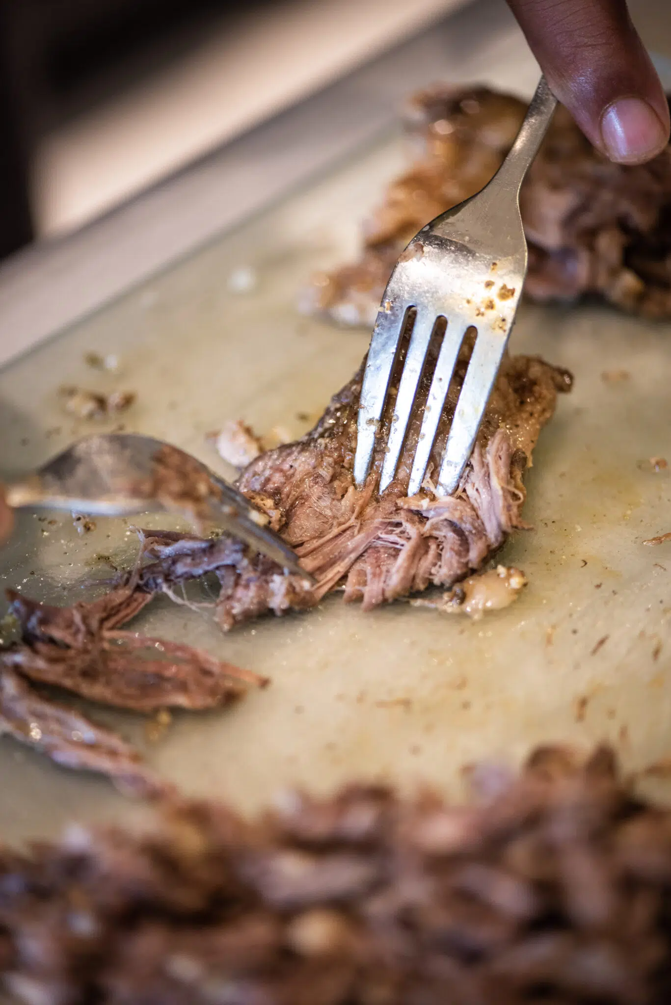 shredding short rib meat