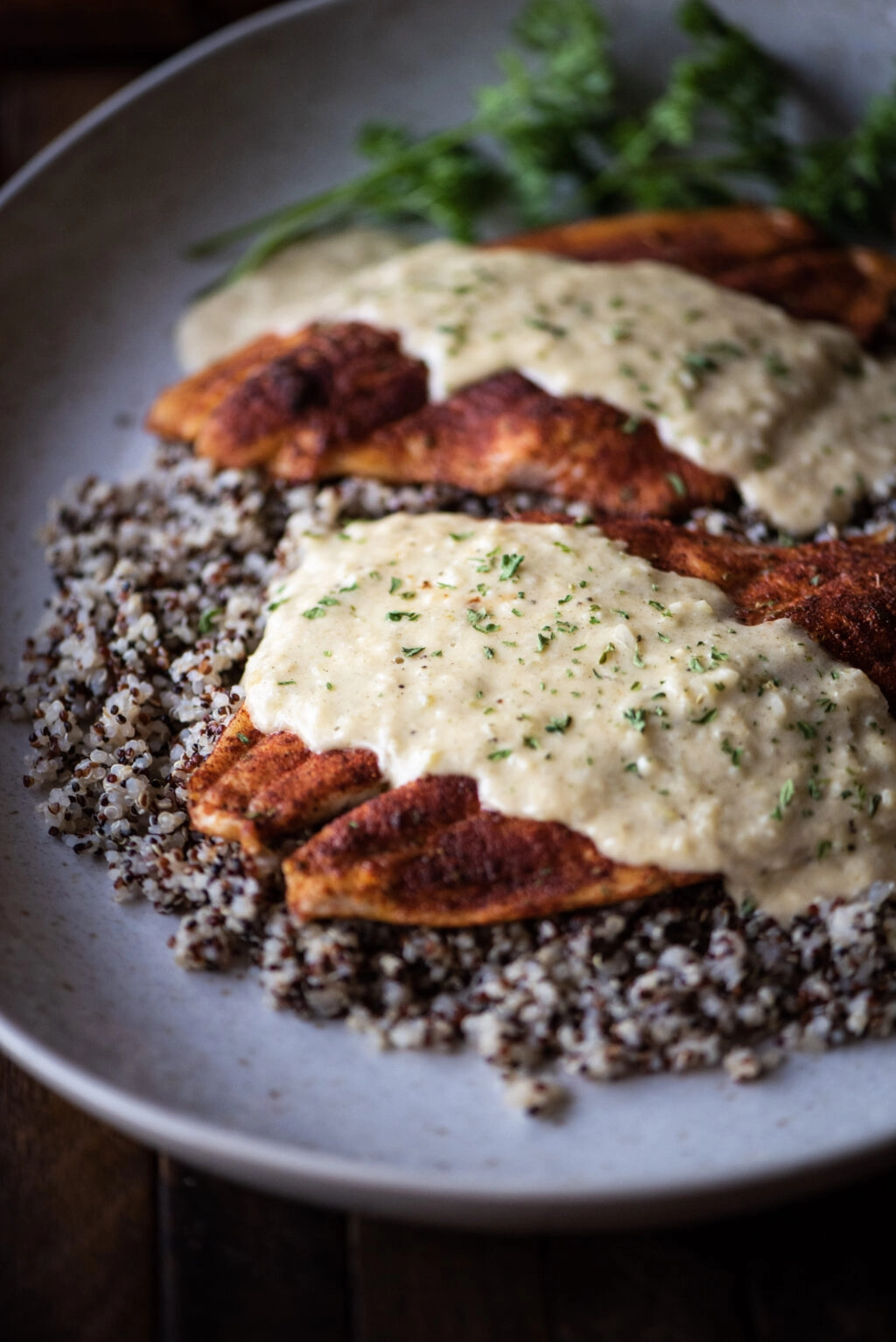 baked flounder topped with pontchartrain sauce