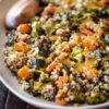 quinoa with roasted vegetables topped with home dressing