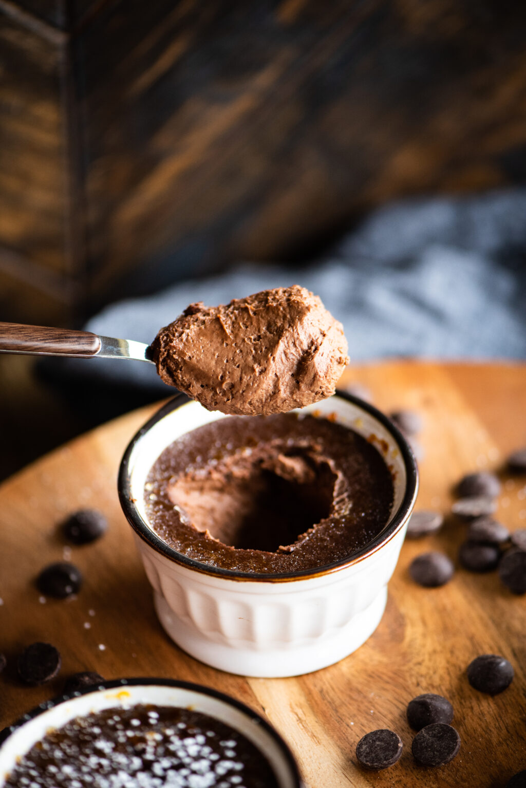 a spoonful of chocolate custard