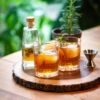 cocktail made with whiskey and infused honey and rosemary simple syrup