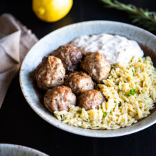 Australian Lamb Meatballs with Buttery Lemon Orzo &amp; Tzatziki Sauce-image