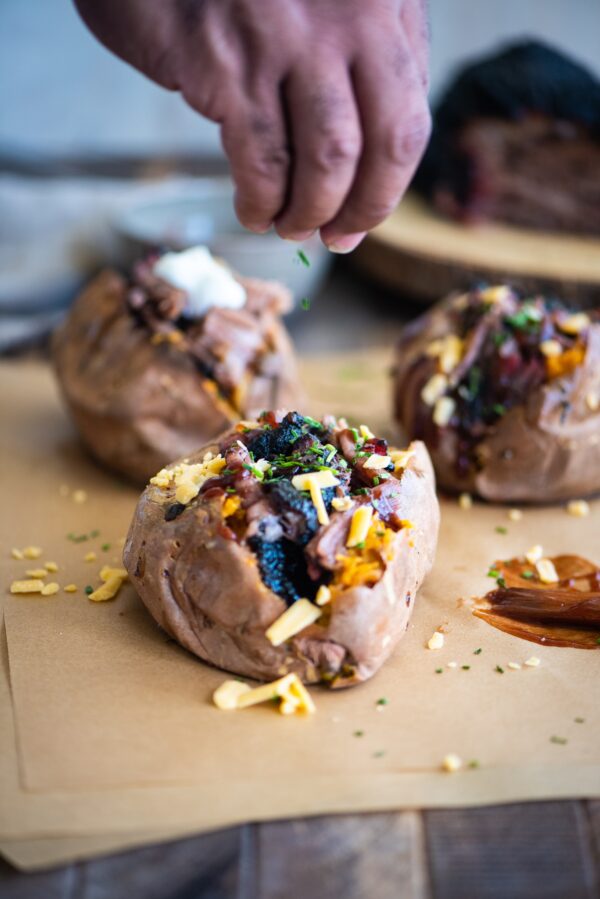 Brisket Stuffed Baked Sweet Potatoes Dude That Cookz