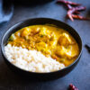 bowl of yellow fish curry