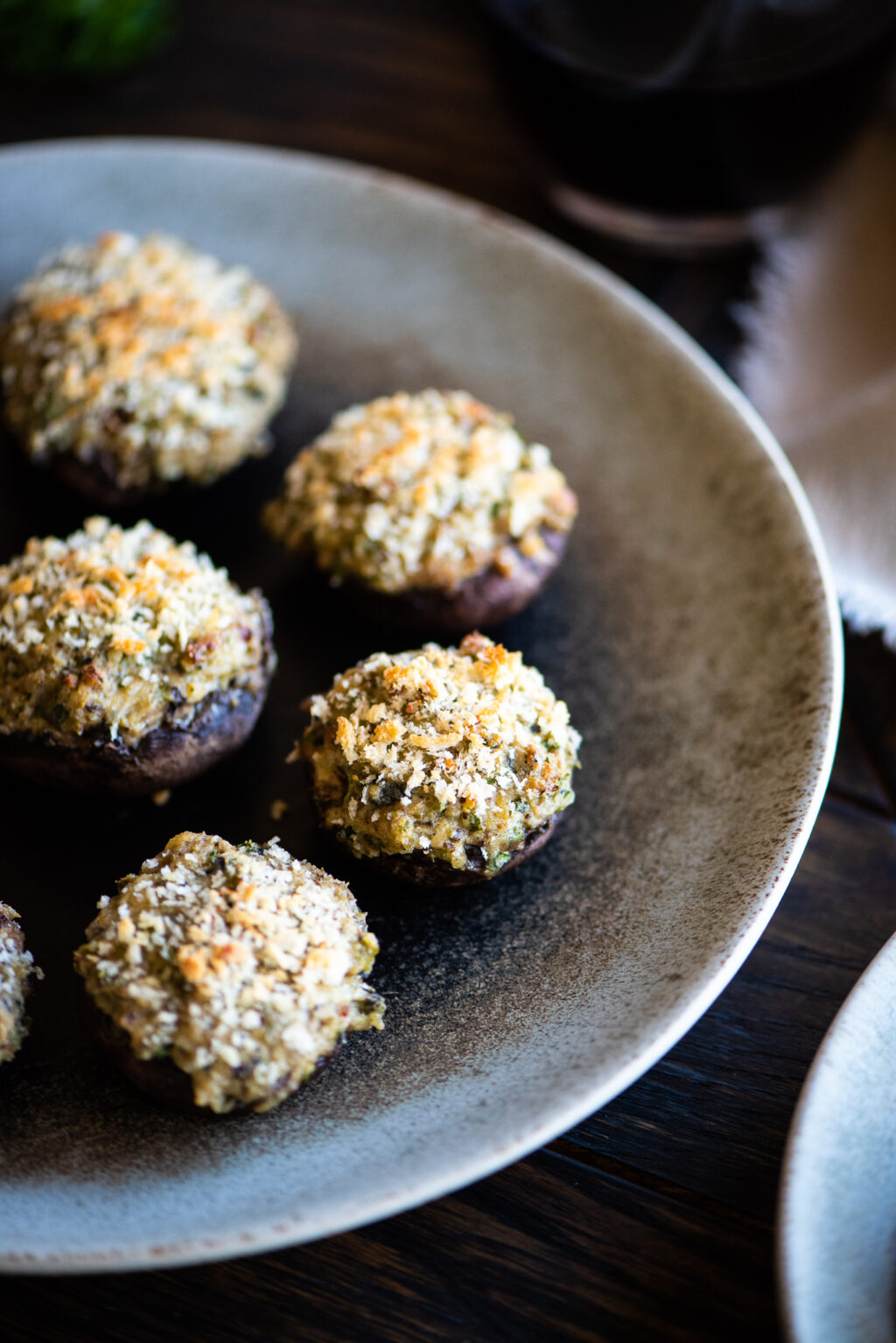 large plate of stuffed mushrooms to serve for a party