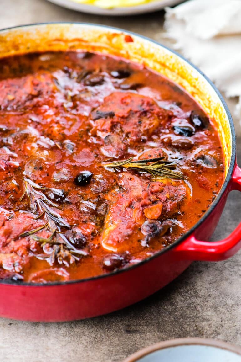 Chicken cacciatore served family style