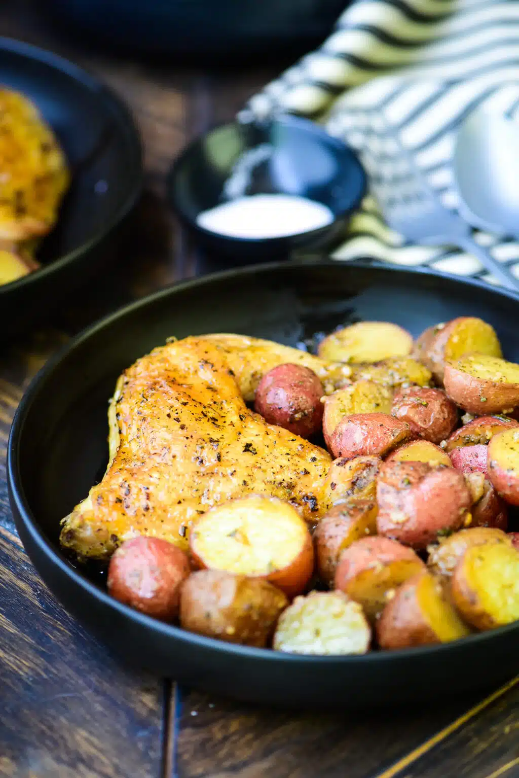 roasted chicken served with roasted potatoes