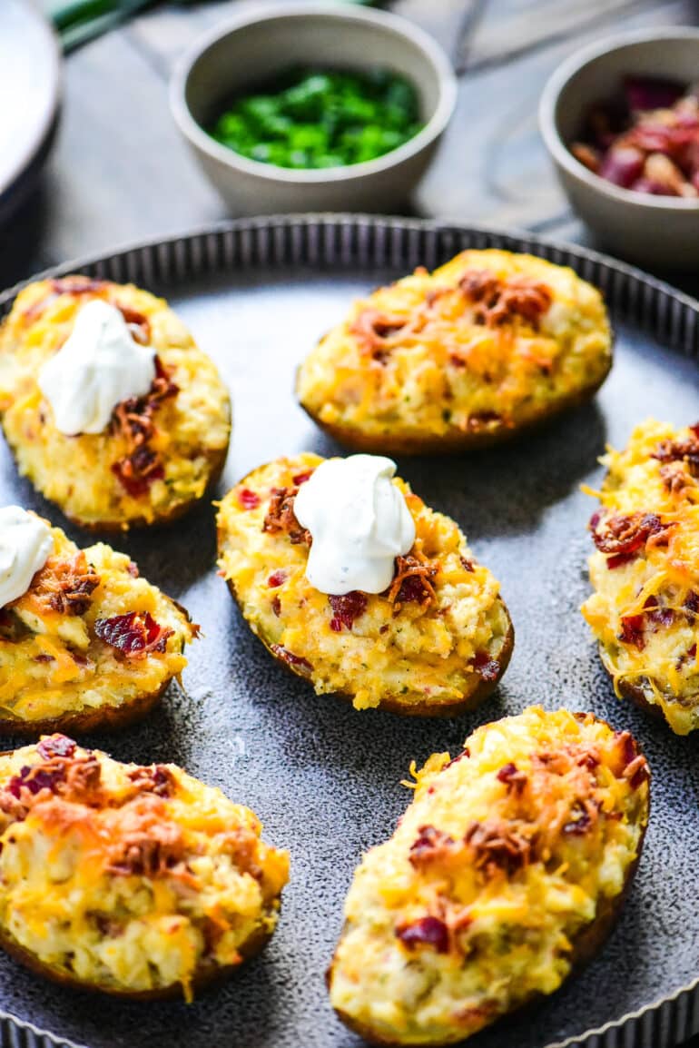twice baked potatoes served with sour cream