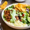 mexican salad with chicken and cilantro avocado dressing