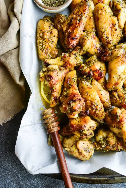 Honey Lemon Garlic Baked Chicken Wings