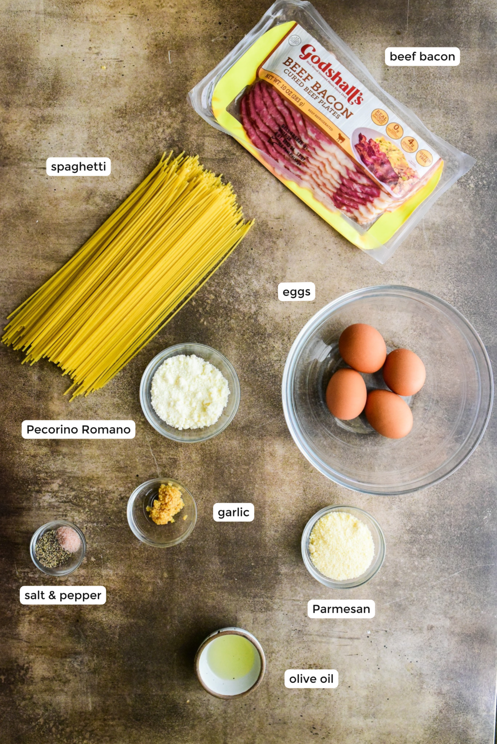 Spaghetti Carbonara ingredients