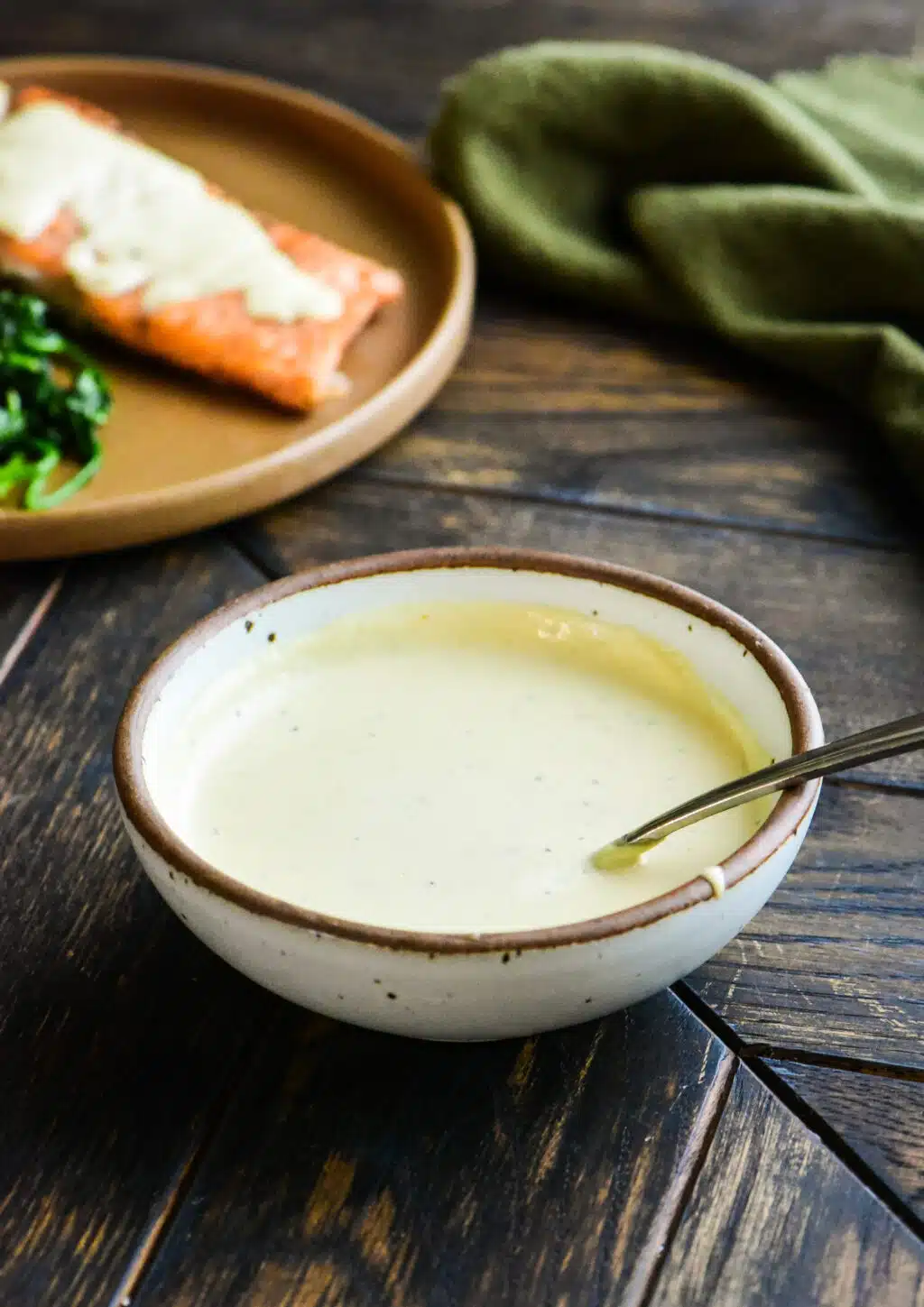 small serving bowl with Dijon mustard sauce