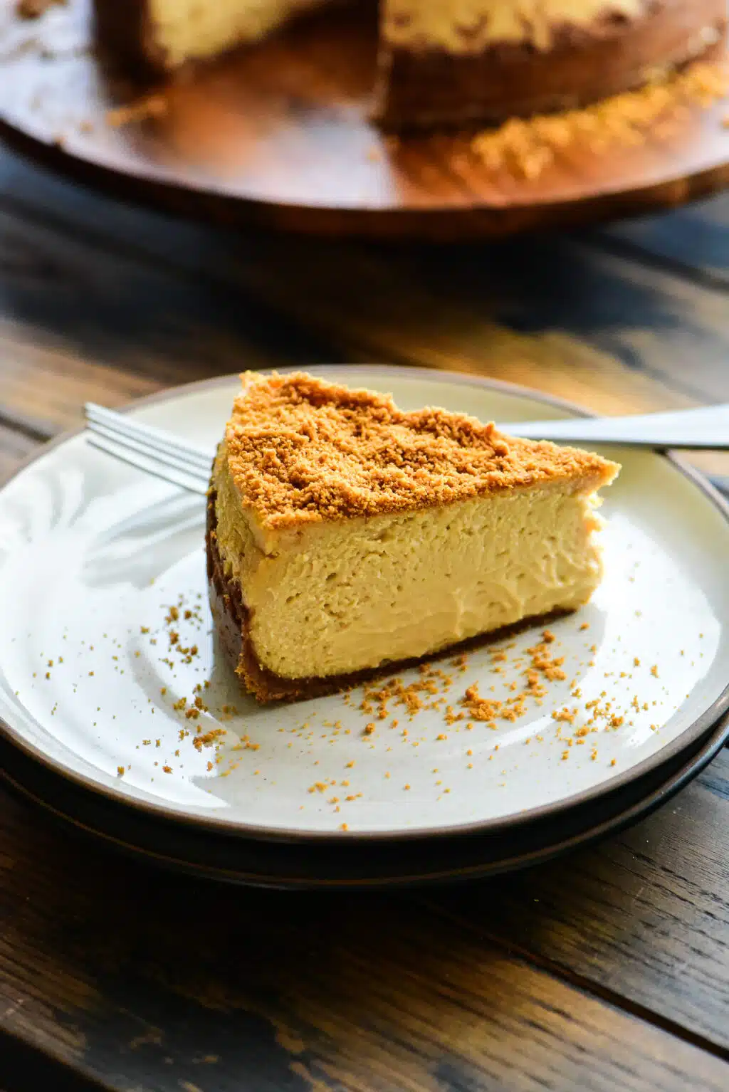 slice of biscoff cheesecake