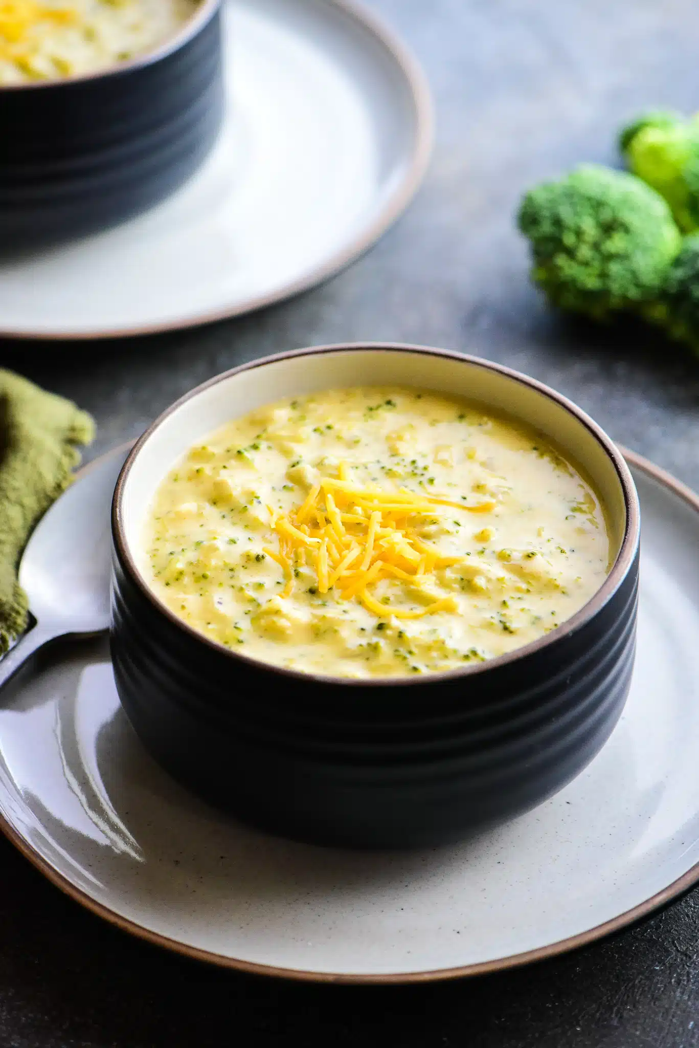 bowl of gluten free broccoli cheese soup